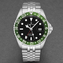 Load image into Gallery viewer, Revue Thommen Men's 'Diver' GMT Black Dial Green Bezel Automatic Watch 17572.2234