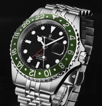 Load image into Gallery viewer, Revue Thommen Men's 'Diver' GMT Black Dial Green Bezel Automatic Watch 17572.2234