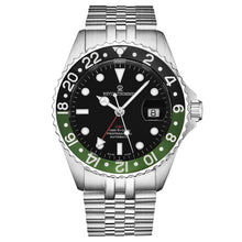 Load image into Gallery viewer, Revue Thommen Men's 'Diver' GMT Black Dial Black and Green Bezel Automatic Watch 17572.2238
