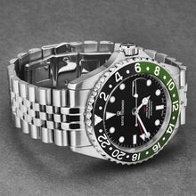 Load image into Gallery viewer, Revue Thommen Men's 'Diver' GMT Black Dial Black and Green Bezel Automatic Watch 17572.2238
