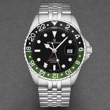 Load image into Gallery viewer, Revue Thommen Men's 'Diver' GMT Black Dial Black and Green Bezel Automatic Watch 17572.2238