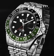 Load image into Gallery viewer, Revue Thommen Men's 'Diver' GMT Black Dial Black and Green Bezel Automatic Watch 17572.2238
