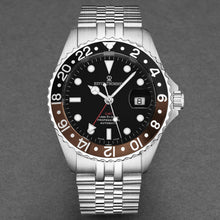 Load image into Gallery viewer, Revue Thommen Men's 'Diver' GMT Black Dial Black and Brown Bezel Automatic Watch 17572.2239