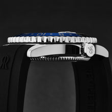 Load image into Gallery viewer, Revue Thommen Men's 'Diver' Black Dial Black and Blue Bezel Black Rubber Strap GMT Automatic Watch 17572.2833