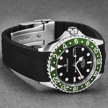 Load image into Gallery viewer, Revue Thommen Men's 'Diver' Black Dial Green Bezel Black Rubber Strap GMT Professional Automatic Watch 17572.2834