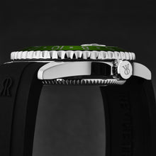 Load image into Gallery viewer, Revue Thommen Men's 'Diver' Black Dial Green Bezel Black Rubber Strap GMT Professional Automatic Watch 17572.2834