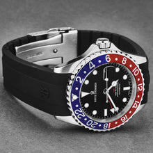 Load image into Gallery viewer, Revue Thommen Men's 'Diver' Black Dial Blue and Red Bezel Black Rubber Strap GMT Automatic Watch 17572.2835