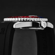 Load image into Gallery viewer, Revue Thommen Men's 'Diver' Black Dial Blue and Red Bezel Black Rubber Strap GMT Automatic Watch 17572.2835