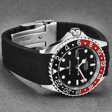Load image into Gallery viewer, Revue Thommen Men's 'Diver' Black Dial Black and Red Bezel Black Rubber Strap GMT Automatic Watch 17572.2836