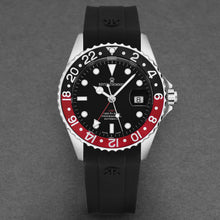 Load image into Gallery viewer, Revue Thommen Men's 'Diver' Black Dial Black and Red Bezel Black Rubber Strap GMT Automatic Watch 17572.2836