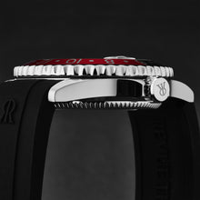 Load image into Gallery viewer, Revue Thommen Men's 'Diver' Black Dial Black and Red Bezel Black Rubber Strap GMT Automatic Watch 17572.2836