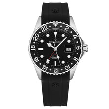 Load image into Gallery viewer, Revue Thommen Men's 'Diver' Black Dial Black Bezel Black Rubber Strap GMT Automatic Watch 17572.2837