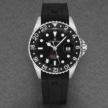Load image into Gallery viewer, Revue Thommen Men's 'Diver' Black Dial Black Bezel Black Rubber Strap GMT Automatic Watch 17572.2837