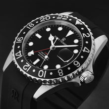 Load image into Gallery viewer, Revue Thommen Men's 'Diver' Black Dial Black Bezel Black Rubber Strap GMT Automatic Watch 17572.2837