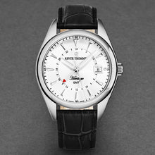 Load image into Gallery viewer, Revue Thommen Men's 'Heritage' GMT Silver Dial Black Leather Strap Swiss Automatic Watch 21010.2432