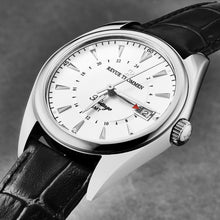 Load image into Gallery viewer, Revue Thommen Men&#39;s &#39;Heritage&#39; GMT Silver Dial Black Leather Strap Swiss Automatic Watch 21010.2432
