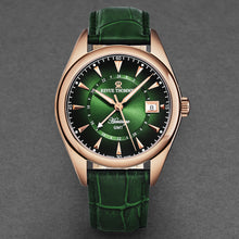 Load image into Gallery viewer, Revue Thommen Men's 'Heritage' GMT Green Dial Green Leather Strap Swiss Automatic Watch 21010.2464