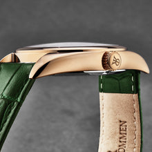 Load image into Gallery viewer, Revue Thommen Men's 'Heritage' GMT Green Dial Green Leather Strap Swiss Automatic Watch 21010.2464