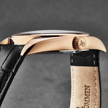 Load image into Gallery viewer, Revue Thommen Men's 'Heritage' GMT Blue Dial Black Leather Strap Swiss Automatic Watch 21010.2465