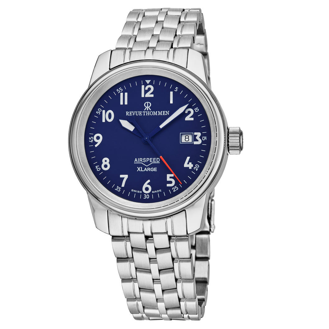 Revue Thommen Men's 16052.2135 'Air Speed' Blue Dial Stainless Steel Swiss Automatic Watch