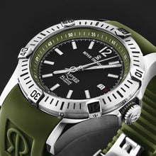 Load image into Gallery viewer, Revue Thommen Men&#39;s &#39;Air speed&#39; Black Dial Green Rubber Strap Automatic Watch 16070.4634
