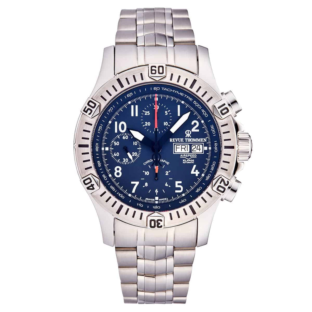 Revue Thommen Men's 16071.6125 'Airspeed' Blue Dial Day-Date Chronograph Automatic Watch