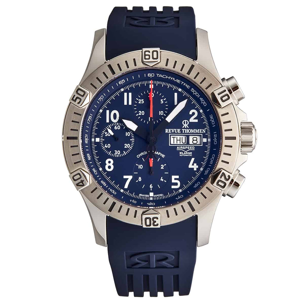 Revue Thommen Men's 16071.6825 'Airspeed' Blue Dial Day-Date Chronograph Automatic Watch