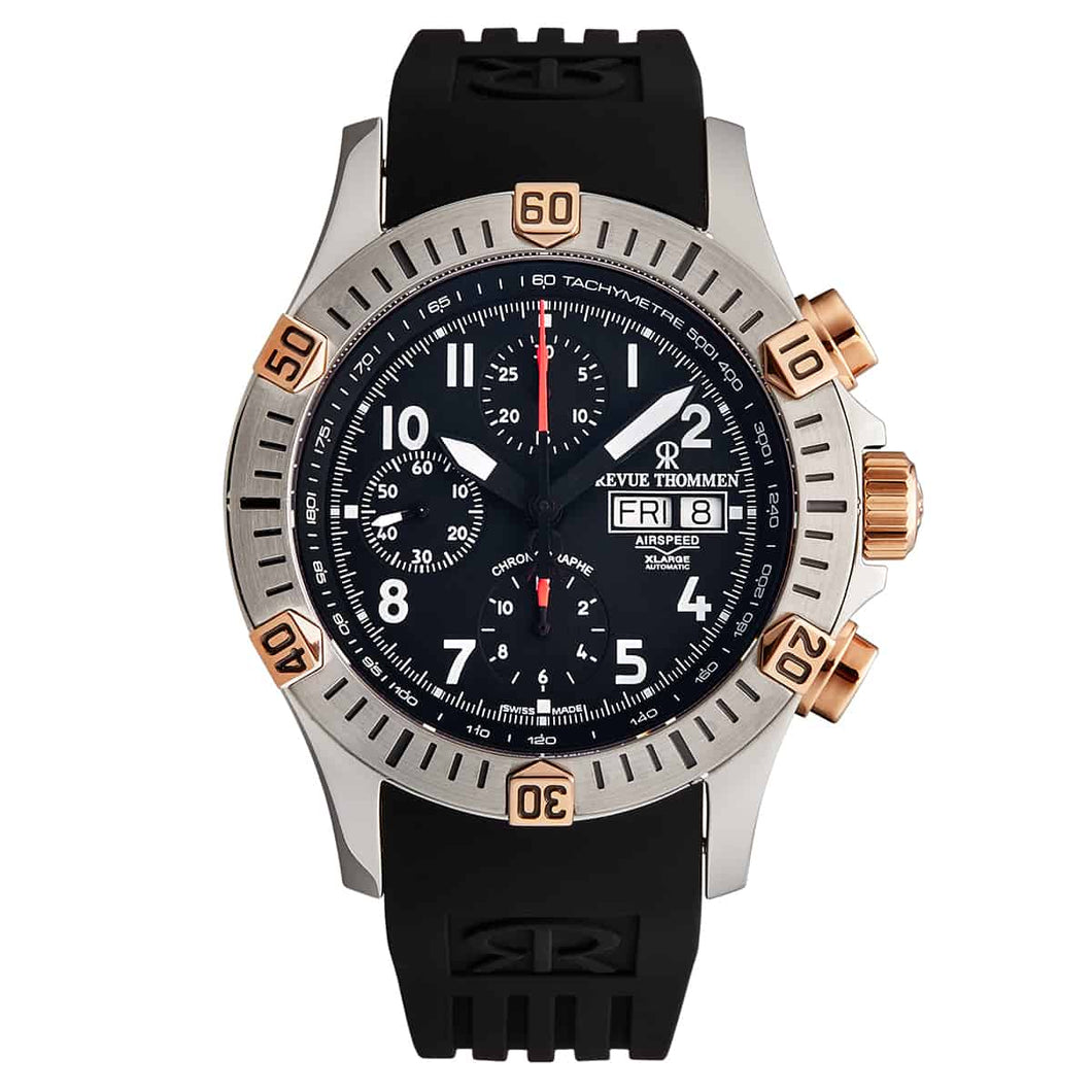 Revue Thommen Men's 16071.6854 'Airspeed' Black Dial Day-Date Chronograph Automatic Watch