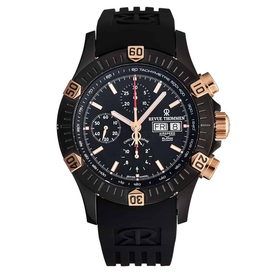 Revue Thommen Men's 16071.6887 'Airspeed' Black Dial Day-Date Chronograph Automatic Watch