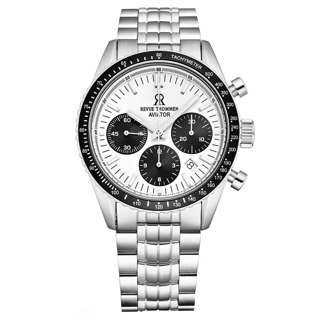 Revue Thommen Men's 17000.6132 'Aviator' Silver Dial Stainless Steel Chronograph Automatic Watch