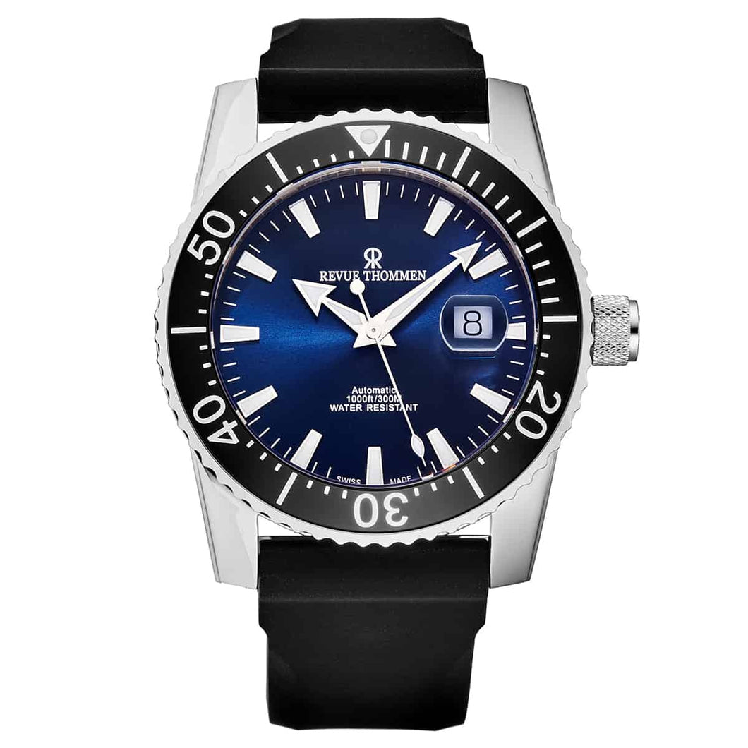Revue Thommen Men's 17030.2525 'Diver' Blue Dial Rubber Strap Swiss Automatic Watch