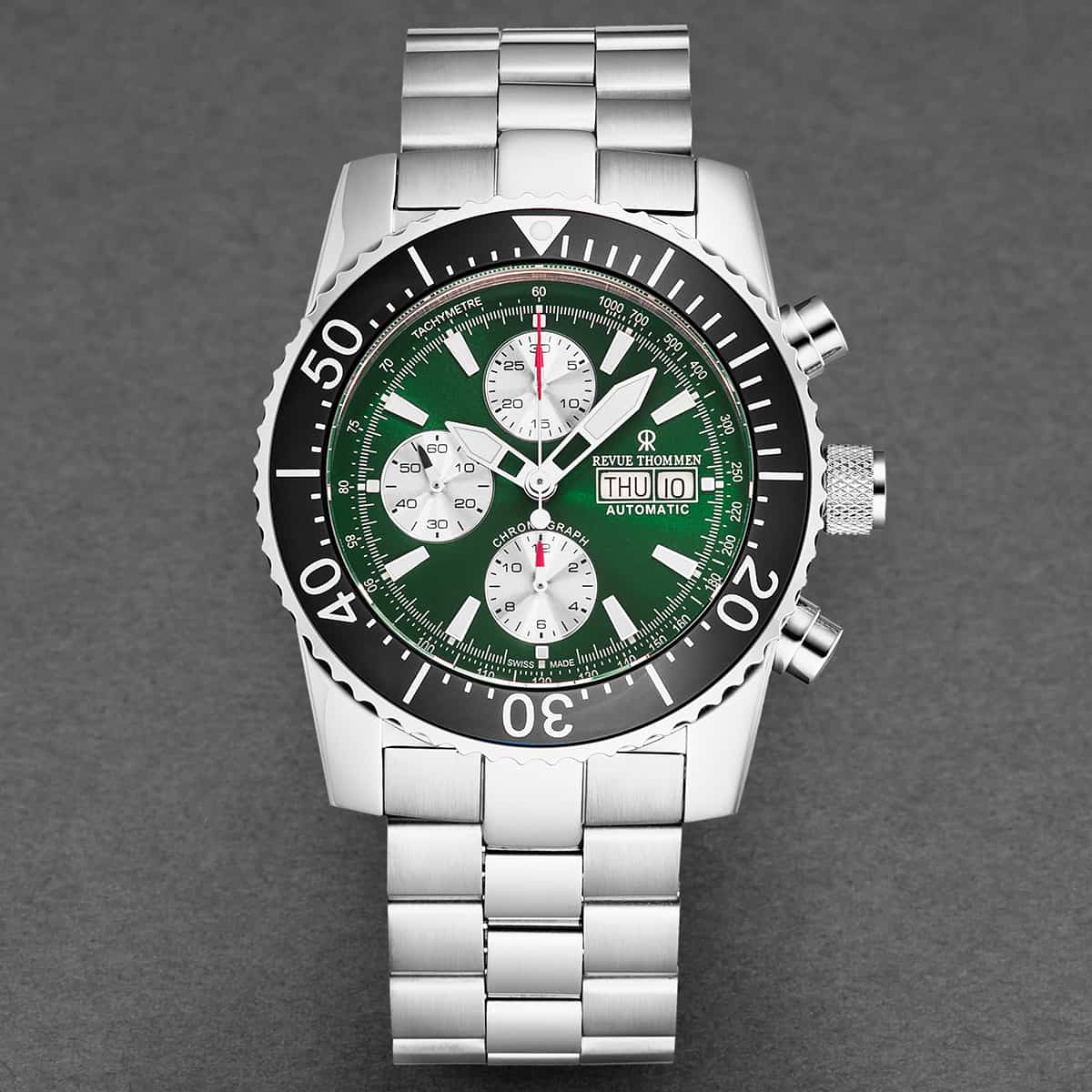 Revue Thommen Men's 17030.6121 'Divers' Green Dial Day-Date