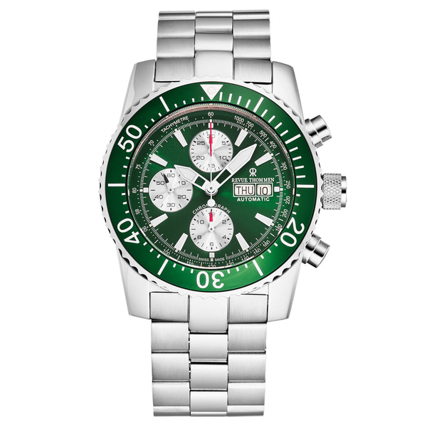 Revue Thommen Men's 17030.6131 'Divers' Green Dial Day-Date Chronograp