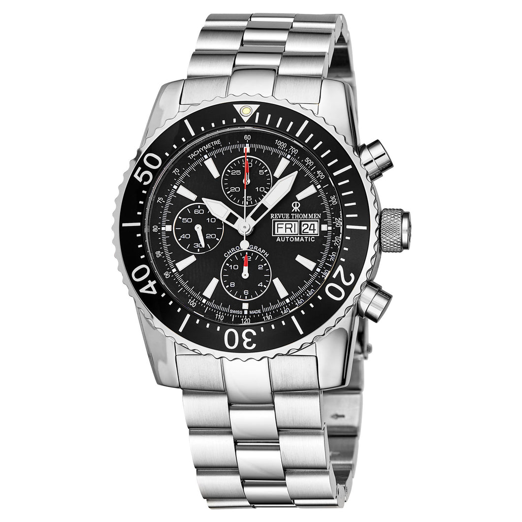 Revue Thommen Men's 17030.6134 'Air Speed' Black Dial Stainless Steel Chronograph Automatic Watch