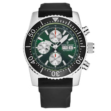 Load image into Gallery viewer, Revue Thommen Men&#39;s 17030.6521 &#39;Divers&#39; Green Dial Day-Date Chronograph Rubber Strap Automatic Watch
