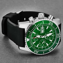 Load image into Gallery viewer, Revue Thommen Men&#39;s 17030.6532 &#39;Divers&#39; Green Dial Day-Date Chronograph Rubber Strap Automatic Watch
