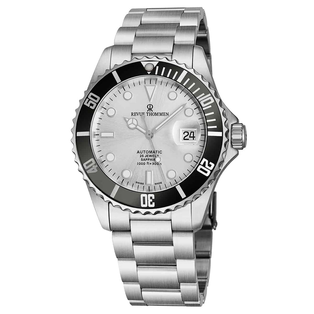 Revue Thommen Men's 17571.2127 'Diver' Silver Dial Stainless Steel Bracelet Swiss Automatic Watch