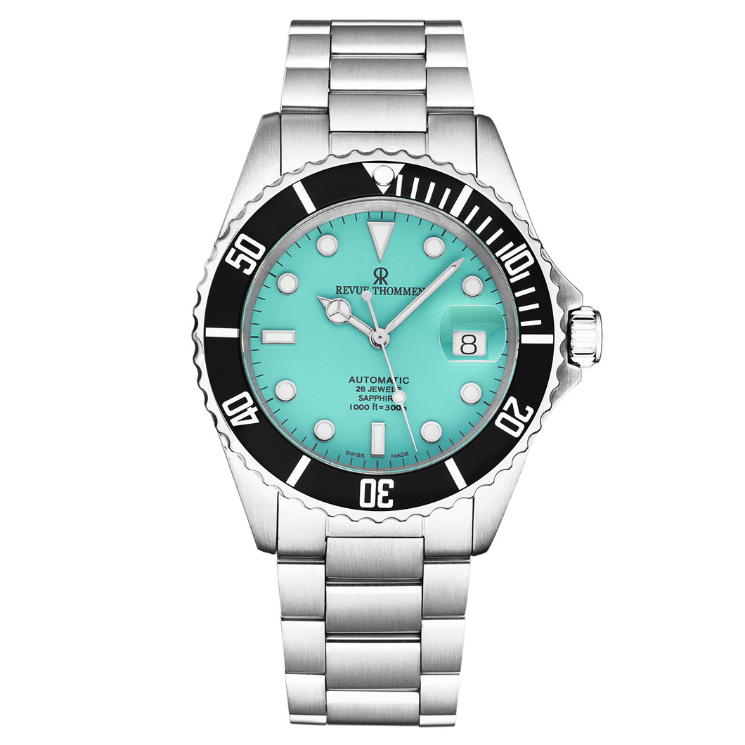 Revue Thommen Men's 'Diver' Green Dial Stainless Steel Bracelet Automatic Watch 17571.2131