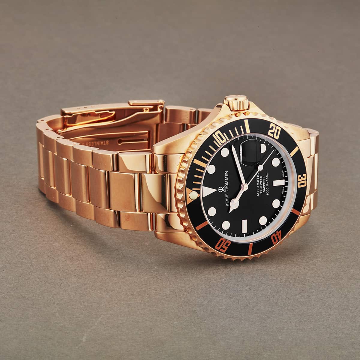 Revue Thommen Men's 17571.2167 'Diver' Black Dial Rose