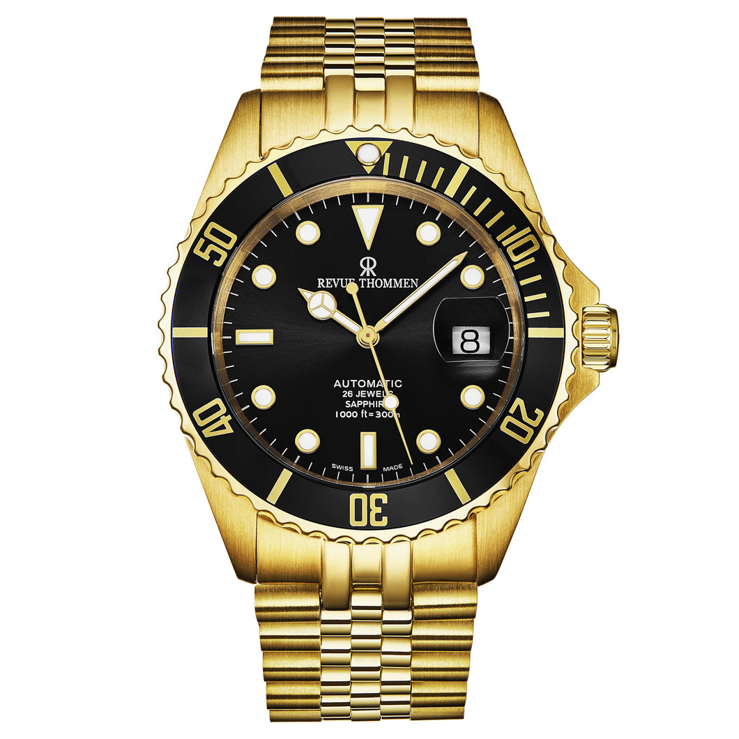 Revue Thommen Men's 'Diver' Black Dial Stainless Steel Bracelet Automatic Watch 17571.2217