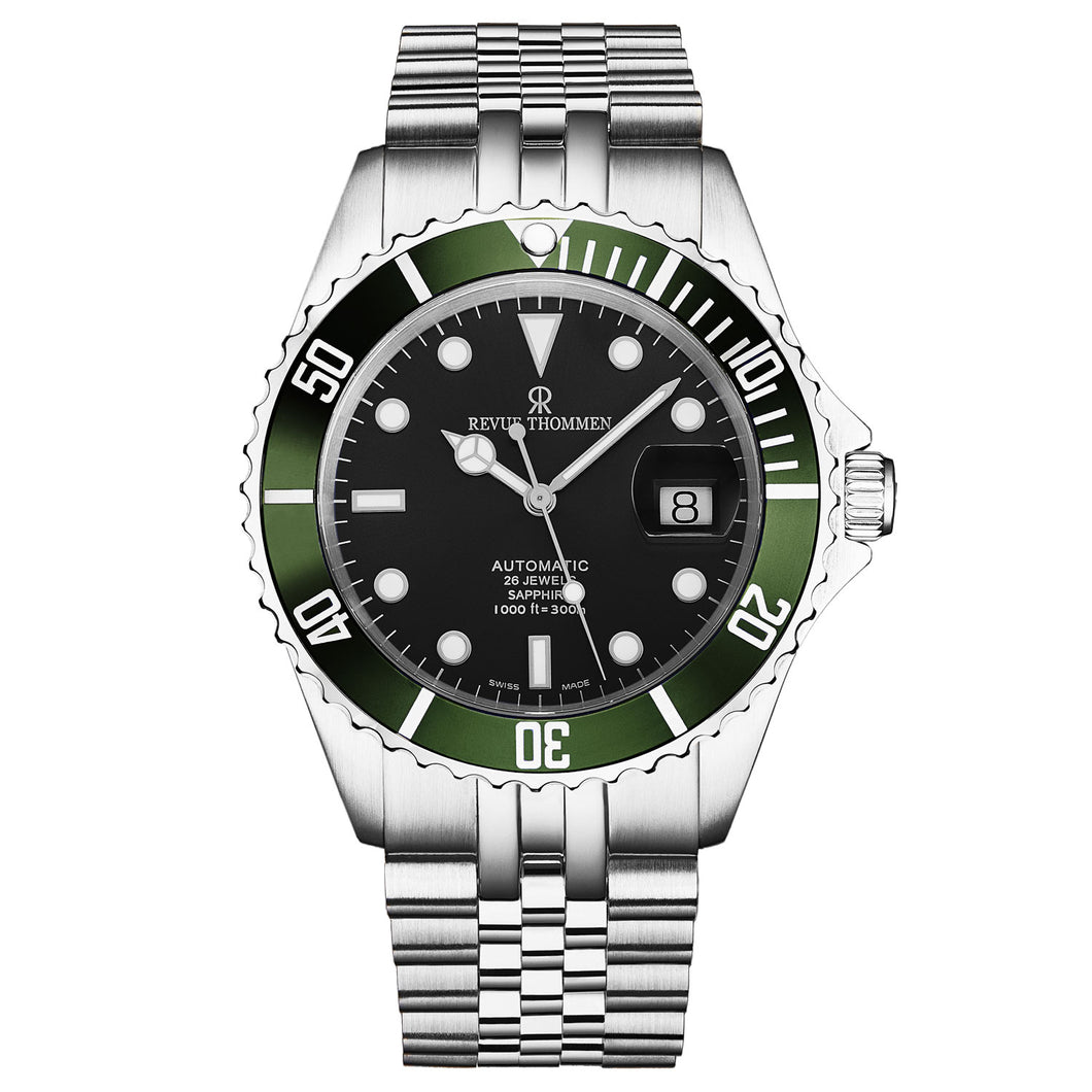 Revue Thommen Men's 'Diver' Black Dial Stainless Steel Bracelet Automatic Watch 17571.2234
