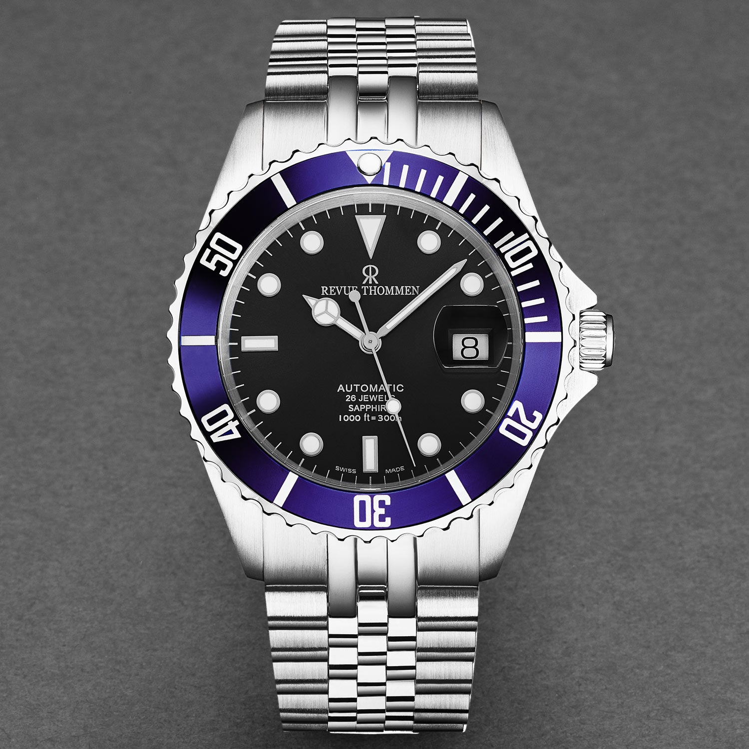 Revue Thommen Men's 'Diver' Black Dial Stainless Steel Bracelet Automa