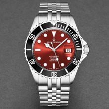 Load image into Gallery viewer, Revue Thommen Men&#39;s &#39;Diver&#39; Red Dial Stainless Steel Bracelet Automatic Watch 17571.2238
