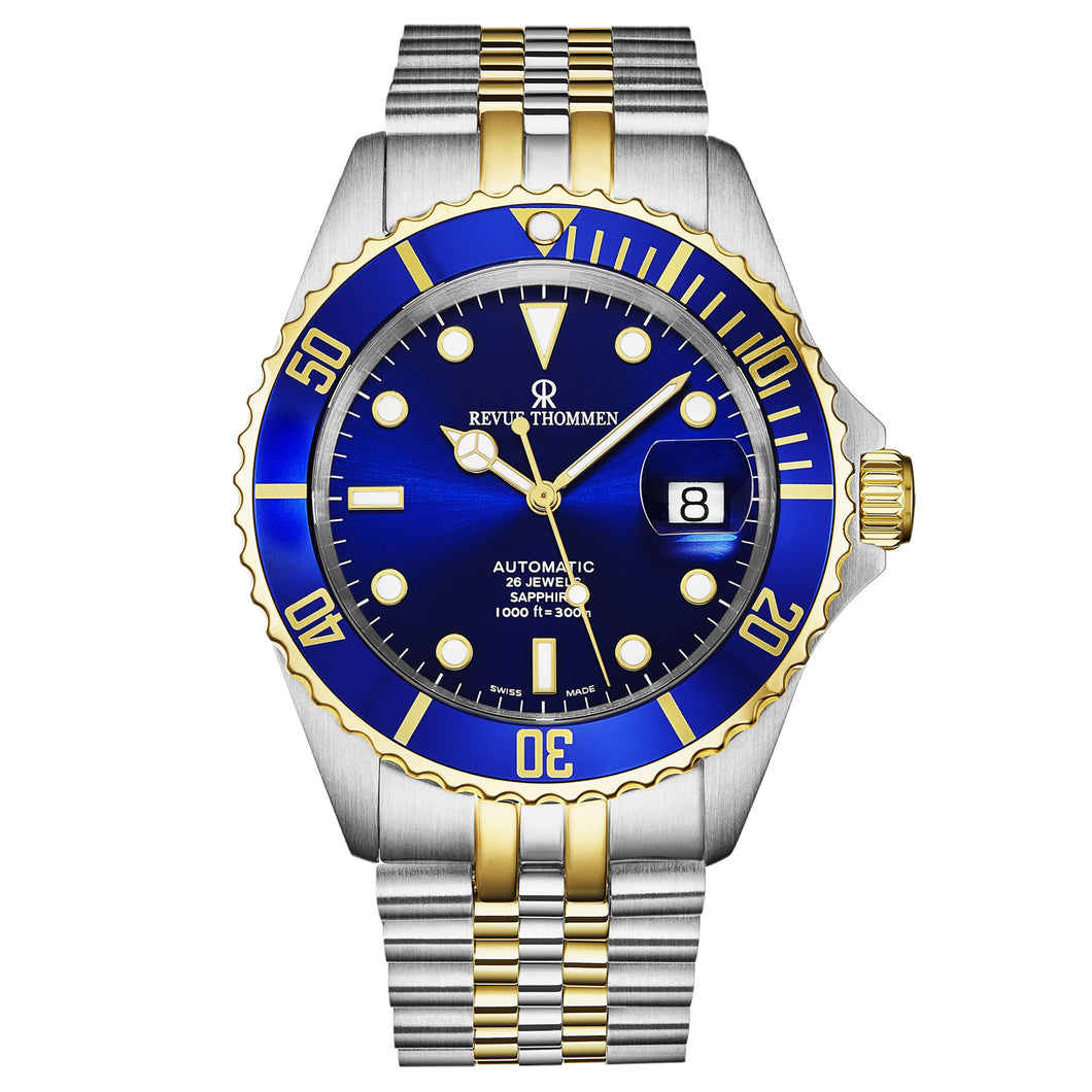 Revue Thommen Men's 'Diver' Blue Dial Two Tone Stainless Steel Bracelet Automatic Watch 17571.2245