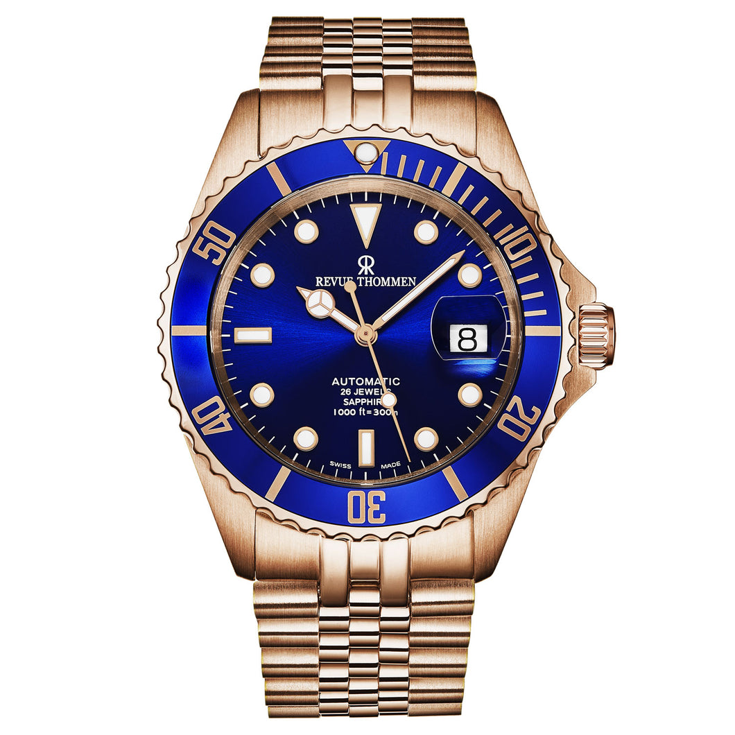 Revue Thommen Men's 'Diver' Blue Dial Stainless Steel Bracelet Automatic Watch 17571.2265