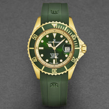 Load image into Gallery viewer, Revue Thommen Men&#39;s &#39;Diver&#39; Green Dial Green Rubber Strap Swiss Automatic Watch 17571.2314
