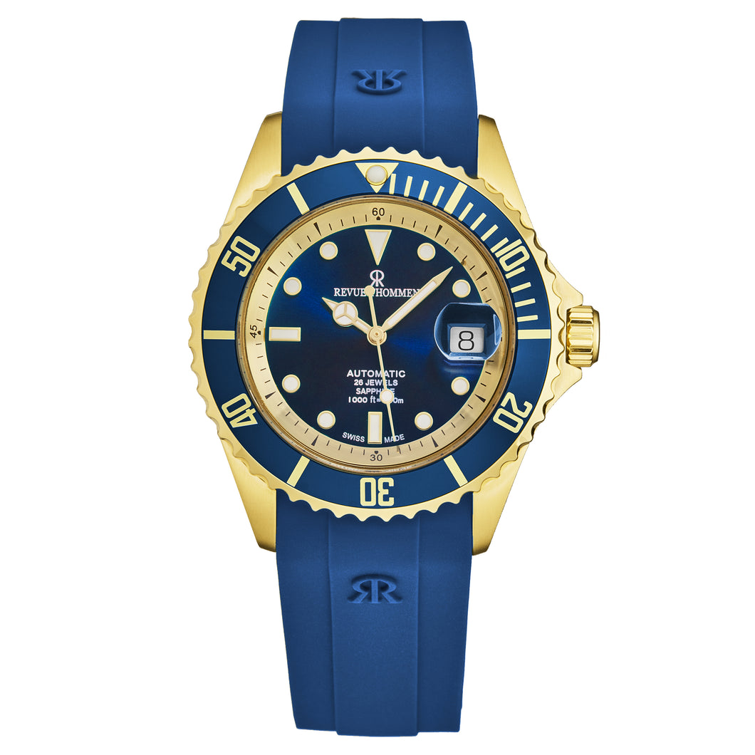 Revue Thommen Men's 'Diver' Blue Dial Blue Rubber Strap Swiss Automatic Watch 17571.2315