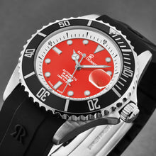 Load image into Gallery viewer, Revue Thommen Men&#39;s &#39;Diver&#39; Red Dial Black Rubber Strap Swiss Automatic Watch 17571.2338
