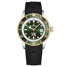Load image into Gallery viewer, Revue Thommen Men&#39;s &#39;Diver&#39; Green Dial Black Rubber Strap Swiss Automatic Watch 17571.2354
