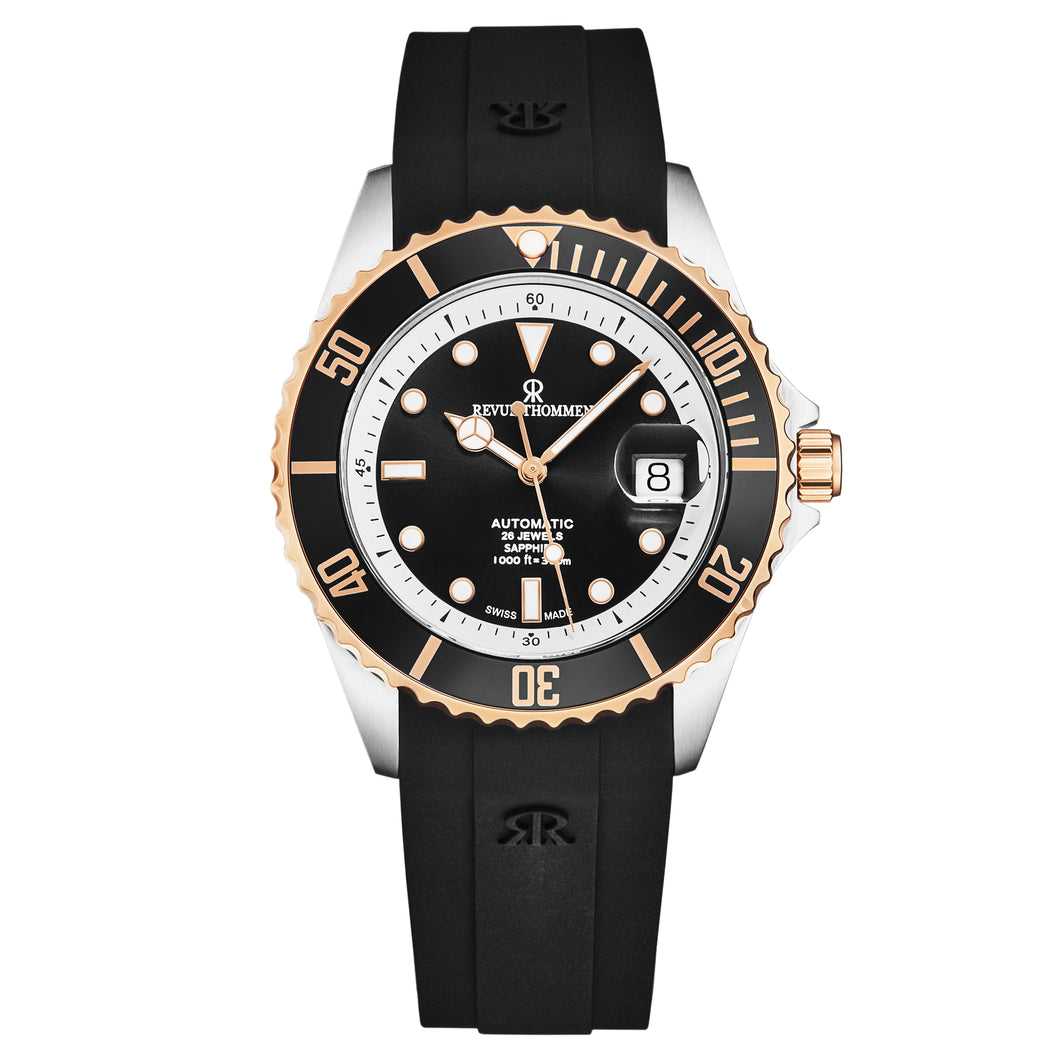 Revue Thommen Men's 'Diver' Black Dial Black Rubber Strap Swiss Automatic Watch 17571.2357
